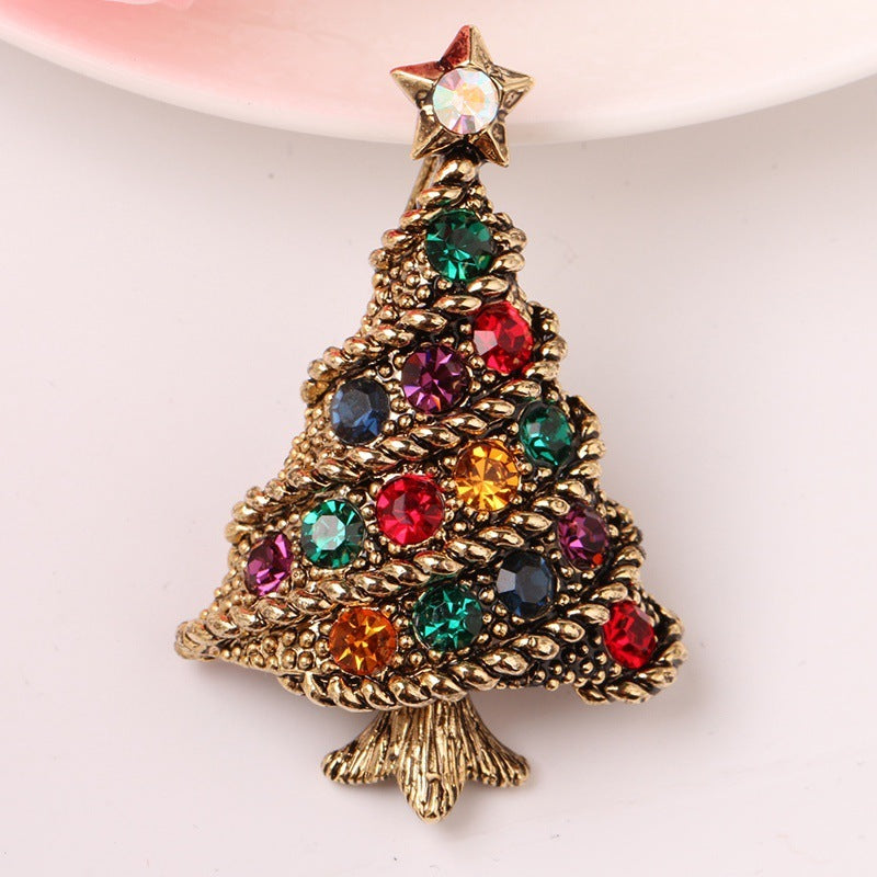 Vintage Diamond Christmas Tree Pin