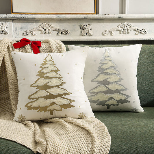 Embroidered Christmas Tree Pillowcase