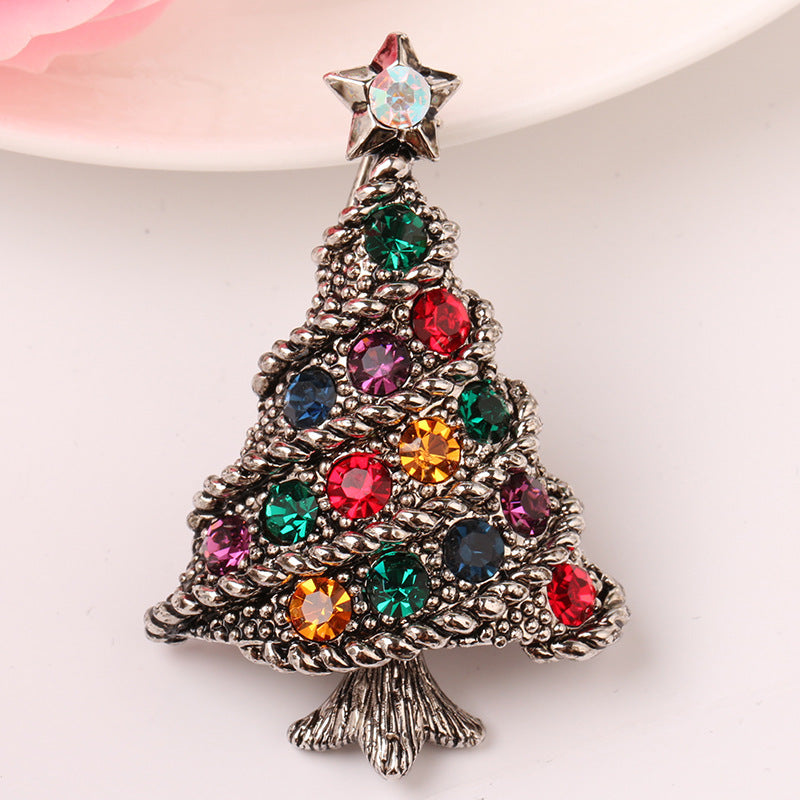 Vintage Diamond Christmas Tree Pin