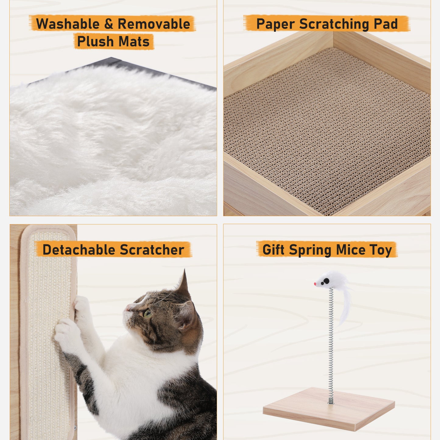 Solid Wood Double Layer No Trace Stickers Sisal Cat Nest