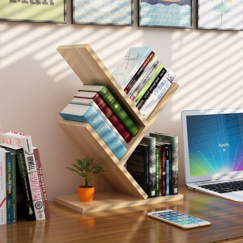 Simple shelf for desktop tree bookshelf, home office, living room, entrepreneur, small space, student desk