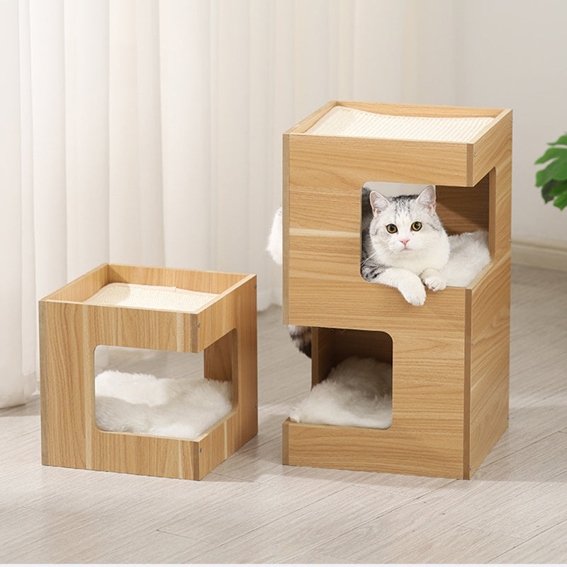 Solid Wood Double Layer No Trace Stickers Sisal Cat Nest