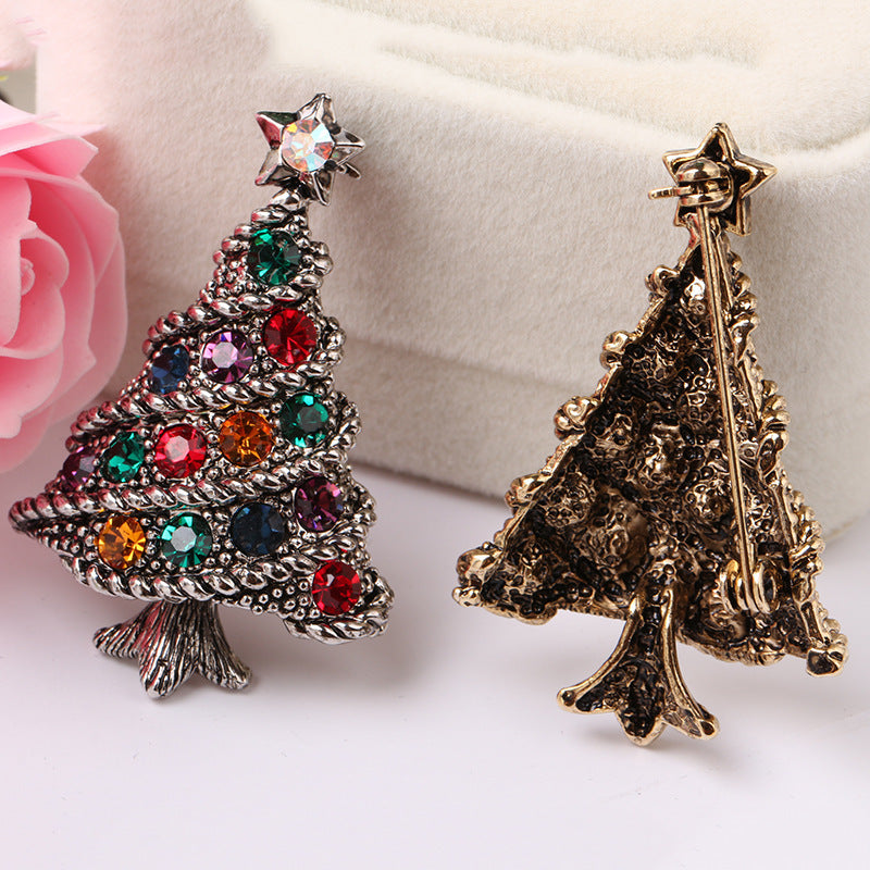 Vintage Diamond Christmas Tree Pin