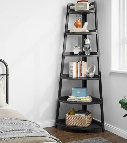 6-tier Corner Bookshelf, home office, living room, bedroom, display shelf, plant stand, storage shelf