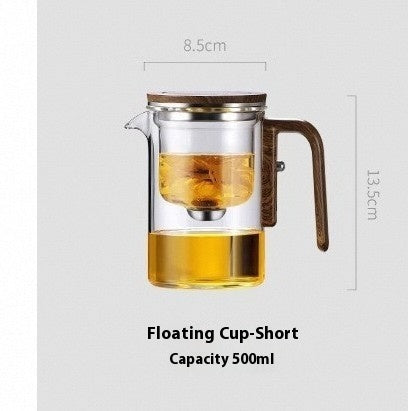 Tea Infuser, One Click Magnetic Teapot, Separation,  Filtration,  Glass Tea Pot,  Wood Handle Tea Water Separation Inner Container Teapot