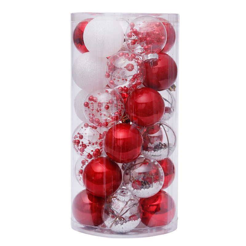 Christmas Decorations Red And White Transparent Ball Christmas Tree Pendant