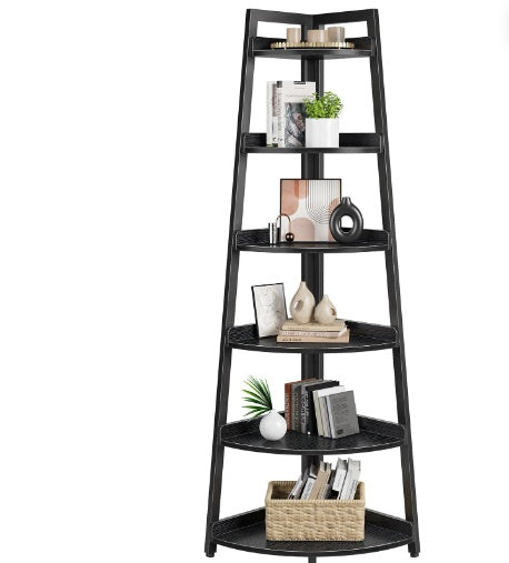 6-tier Corner Bookshelf, home office, living room, bedroom, display shelf, plant stand, storage shelf