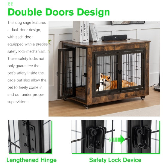 38in Dog Crate Furniture, Large Dog Kennel