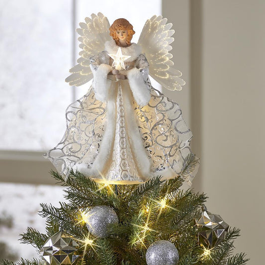 Christmas Tree Decoration, Christmas Tree Angel, Christmas Tree Topper, Golden Angel Doll, Tree Top Star,  LED Glow