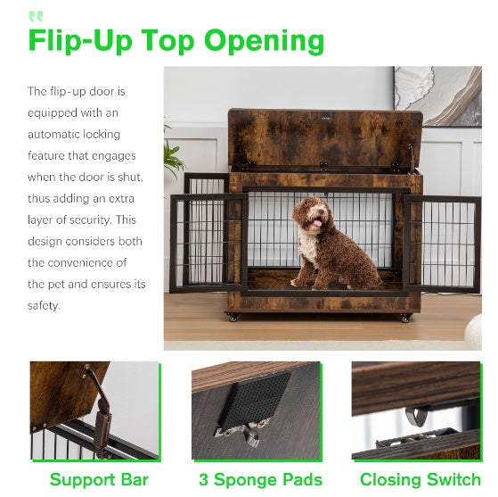 38in Dog Crate Furniture, Large Dog Kennel