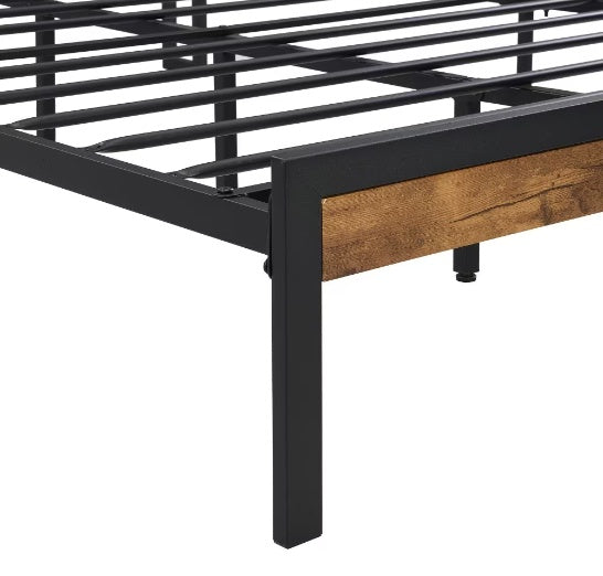 Queen Size, Metal Bed Frame With Wooden Headboard And Footboard With USB LINER