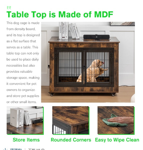 38in Dog Crate Furniture, Large Dog Kennel