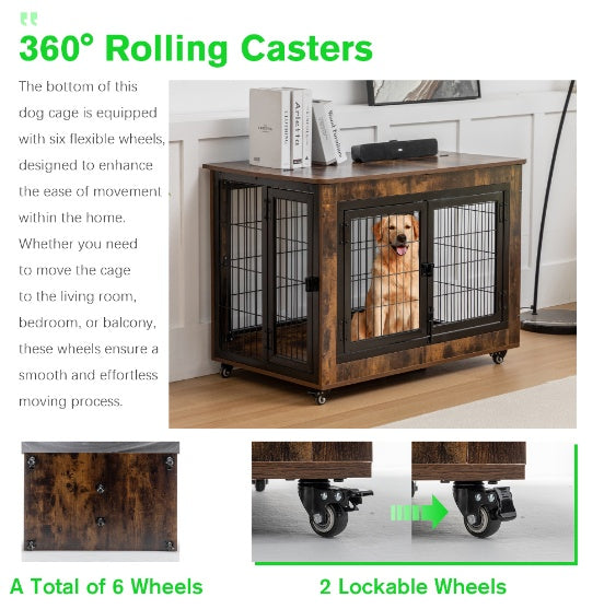 38in Dog Crate Furniture, Large Dog Kennel