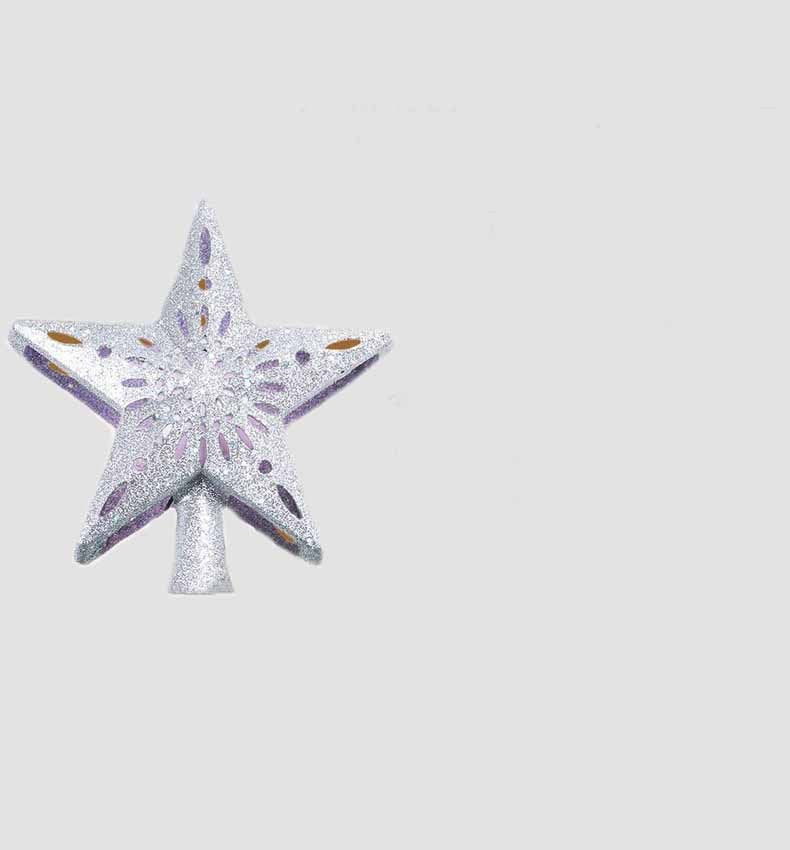 Christmas Tree Topper, Star, Lighted, 3D Glitter Silver Snow Tree Toppers Snowflake Projector New Year Home Decoration